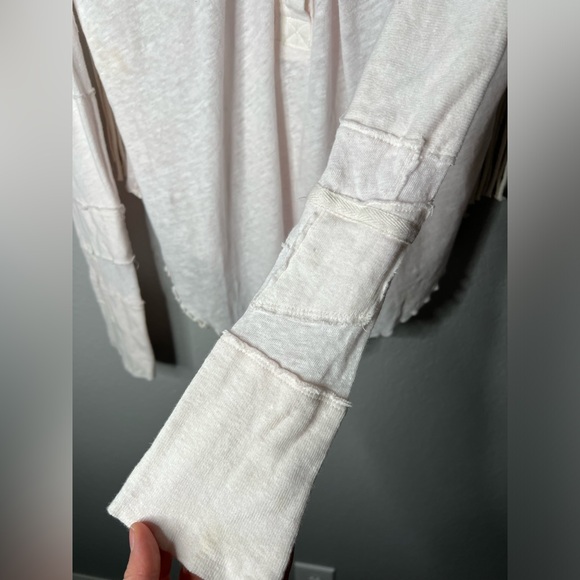 We The Free Linen Blend Legacy Henley in White Size Small - Picture 4 of 6